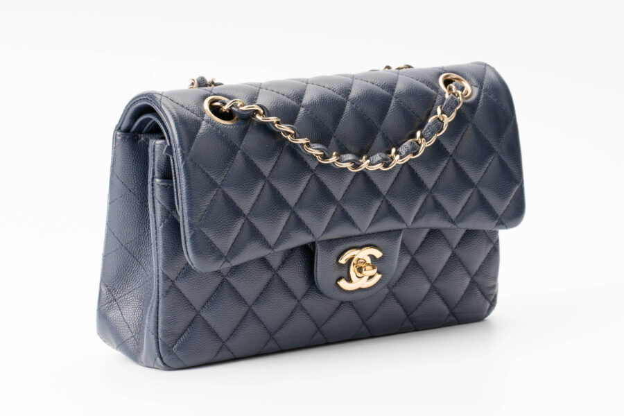 Chanel Small Classic Flap Bag Caviar Navy Blue
