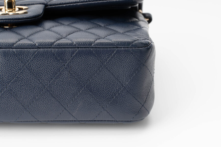 Chanel Small Classic Flap Bag Caviar Navy Blue