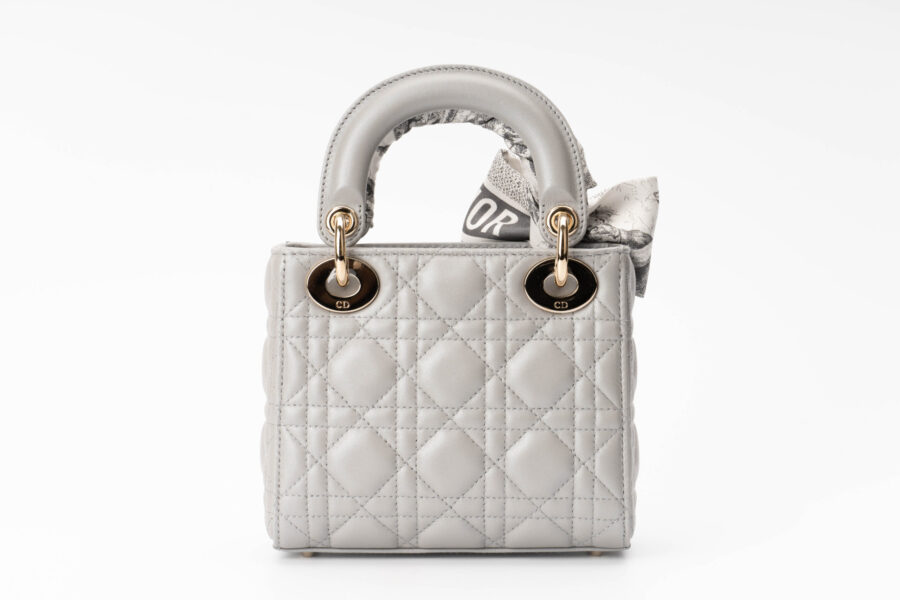 Dior Lady Dior Mini Grey with Twilly