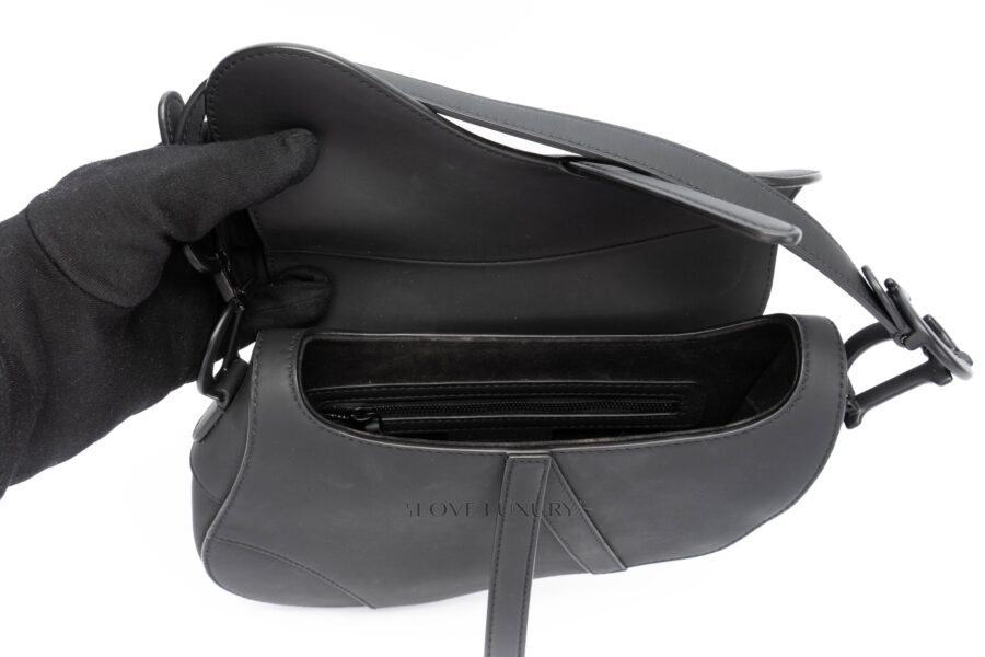 Dior-Black-Saddle-Bag-Ultramatte-Calfskin-Black-Hardware-10