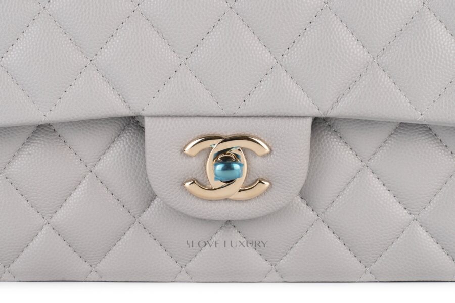 Chanel-Pastel-Grey-Medium-Classic-Flap-Caviar-Gold-Hardware-7