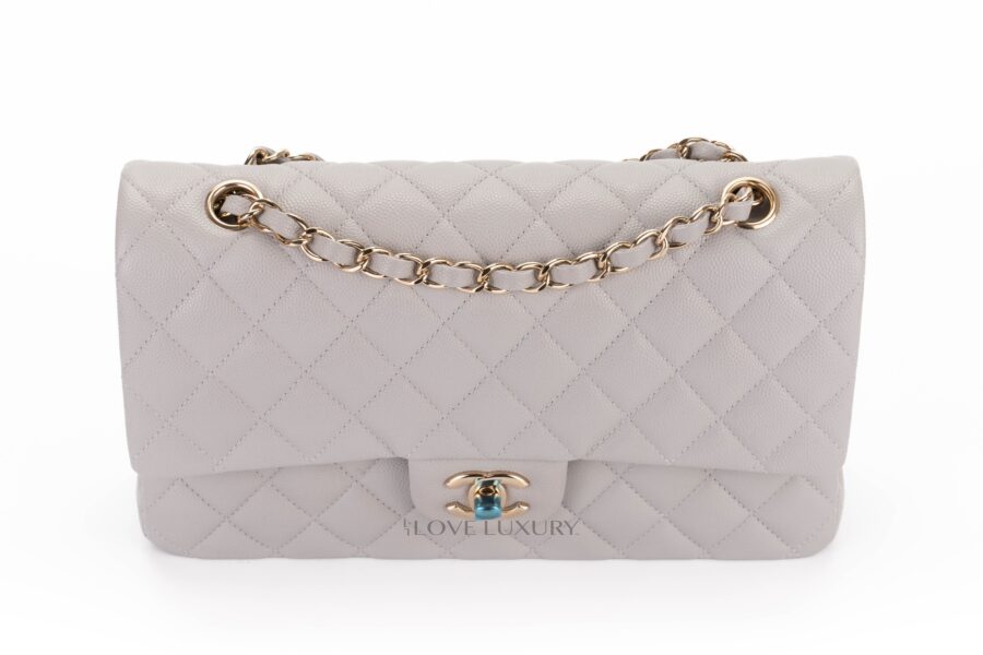 Chanel-Pastel-Grey-Medium-Classic-Flap-Caviar-Gold-Hardware-8