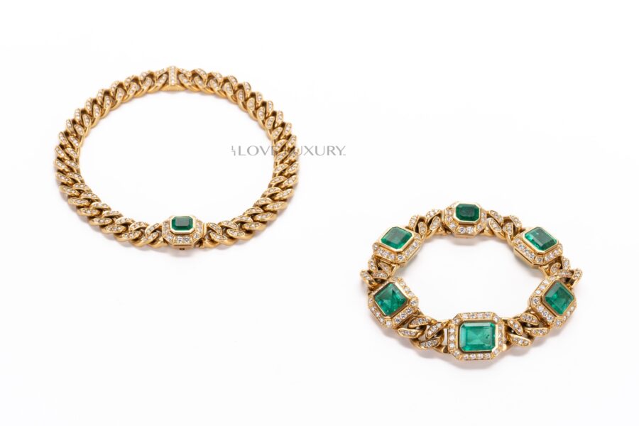 Emerald-and-Diamond-Dual-Purpose-Choker-or-2-Bracelets-2