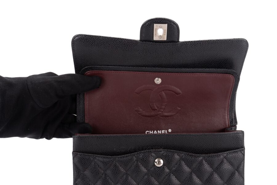 Chanel-Medium-Classic-Flap-Caviar-Black-Silver-Hardware-25-series-bag-only-10