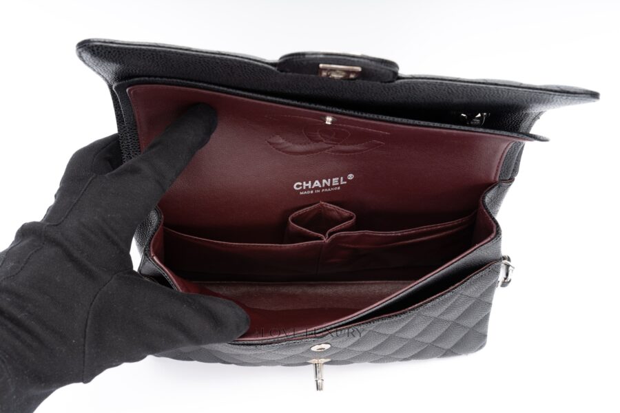 Chanel-Medium-Classic-Flap-Caviar-Black-Silver-Hardware-25-series-bag-only-11
