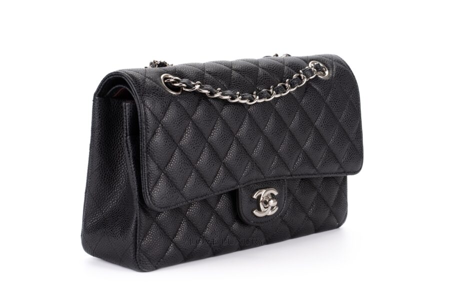 Chanel-Medium-Classic-Flap-Caviar-Black-Silver-Hardware-25-series-bag-only-2
