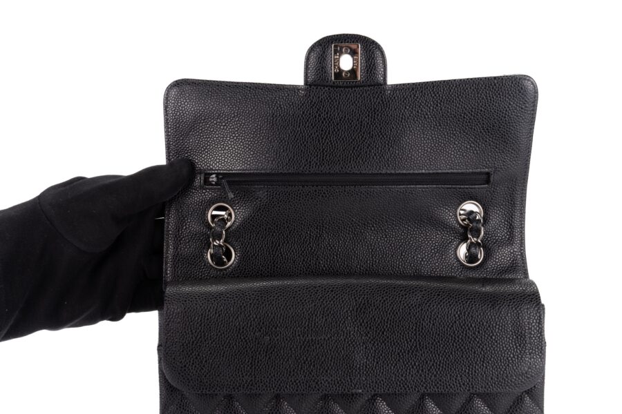 Chanel-Medium-Classic-Flap-Caviar-Black-Silver-Hardware-25-series-bag-only-9