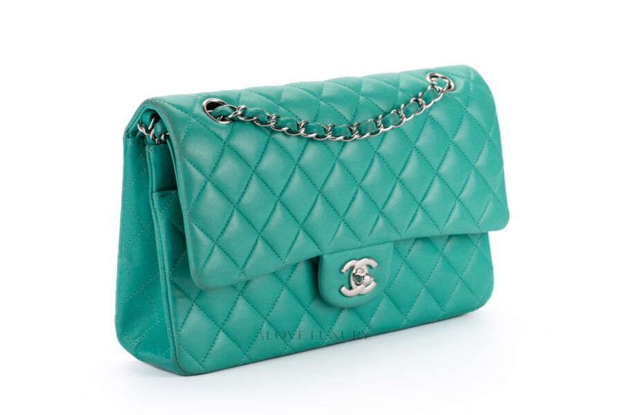 Chanel-Medium-Classic-Flap-Green-Lambskin-Silver-Hardware-2