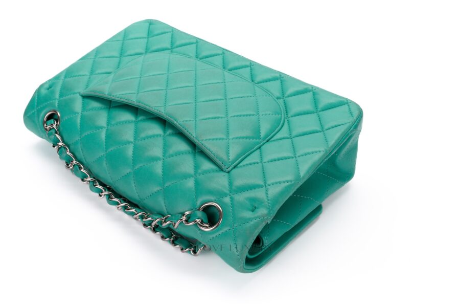 Chanel-Medium-Classic-Flap-Green-Lambskin-Silver-Hardware-21