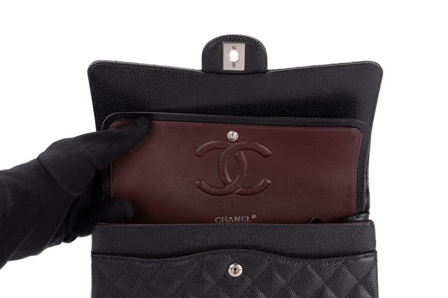 Chanel-Medium-Classiс-Flap-Caviar-Black-Silver-Hardware-10