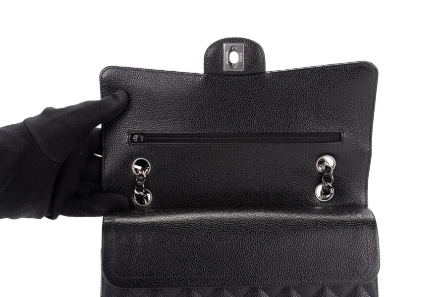 Chanel-Medium-Classiс-Flap-Caviar-Black-Silver-Hardware-9