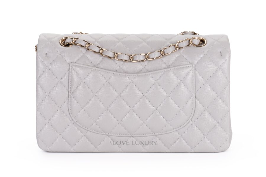 Chanel-Medium-Classic-Flap-Caviar-Pastel-Grey-Champagne-Hardware-3