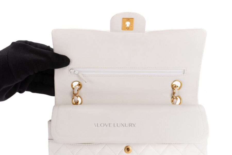 Chanel-Vintage-Medium-Classic-Flap-White-Lambskin-Gold-Hardware-10