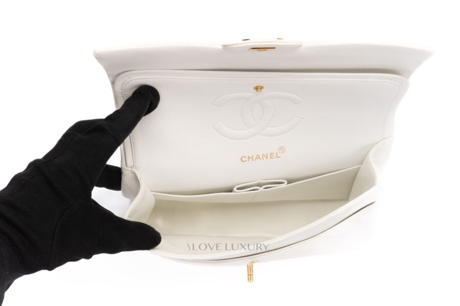 Chanel-Vintage-Medium-Classic-Flap-White-Lambskin-Gold-Hardware-13