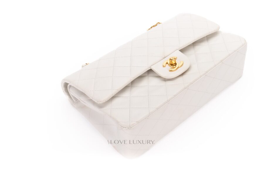 Chanel-Vintage-Medium-Classic-Flap-White-Lambskin-Gold-Hardware-14