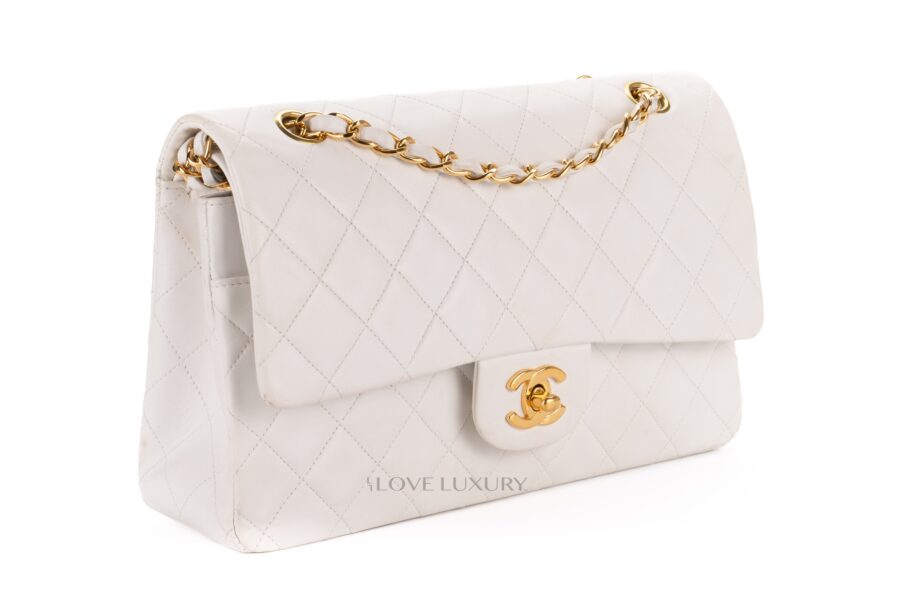 Chanel-Vintage-Medium-Classic-Flap-White-Lambskin-Gold-Hardware-2