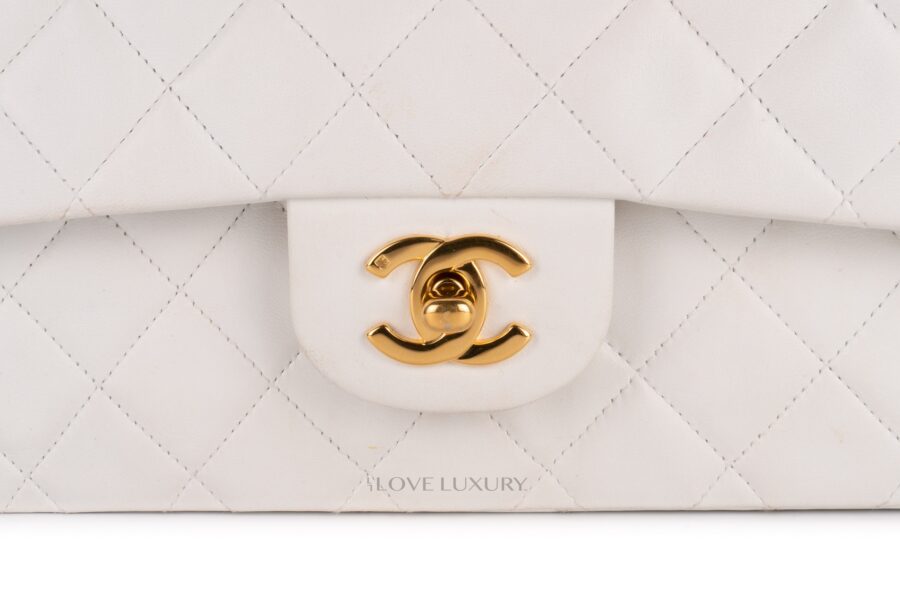Chanel-Vintage-Medium-Classic-Flap-White-Lambskin-Gold-Hardware-7
