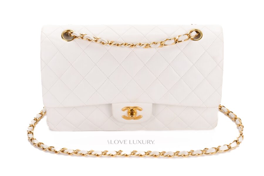 Chanel-Vintage-Medium-Classic-Flap-White-Lambskin-Gold-Hardware-8