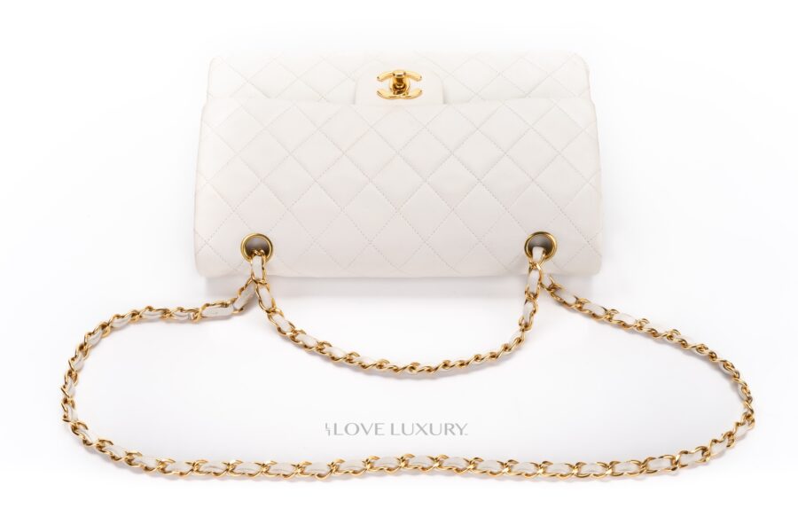 Chanel-Vintage-Medium-Classic-Flap-White-Lambskin-Gold-Hardware-9